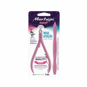 Alicate P/ Cutículas Merheje C/ Espátula Basic Rosa
