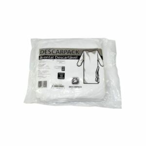 Avental Desc. Branco Manga Longa C/ Punho Elást. 20g C/10