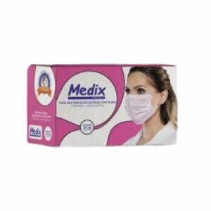 Máscara Desc Rosa Tripla C/ Elástico C/ Clip Cx C/ 50